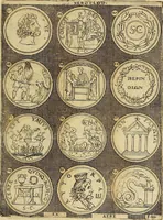 An illustration from Omnivm Caesarvm verissimae imagines ex antiqvis nvmismatis desvmptae : addita per brevi cvivsque vitae descriptiones ac diligenti eorvm, qvae reperiri potvervnt nvmismatvm, aversae partis delineatione. Libri primi (1554)