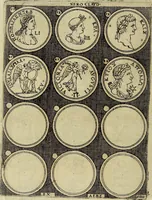An illustration from Omnivm Caesarvm verissimae imagines ex antiqvis nvmismatis desvmptae : addita per brevi cvivsque vitae descriptiones ac diligenti eorvm, qvae reperiri potvervnt nvmismatvm, aversae partis delineatione. Libri primi (1554)