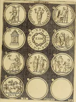 An illustration from Omnivm Caesarvm verissimae imagines ex antiqvis nvmismatis desvmptae : addita per brevi cvivsque vitae descriptiones ac diligenti eorvm, qvae reperiri potvervnt nvmismatvm, aversae partis delineatione. Libri primi (1554)