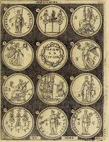 An illustration from Omnivm Caesarvm verissimae imagines ex antiqvis nvmismatis desvmptae : addita per brevi cvivsque vitae descriptiones ac diligenti eorvm, qvae reperiri potvervnt nvmismatvm, aversae partis delineatione. Libri primi (1554)