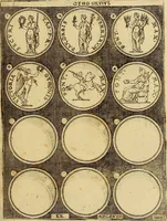 An illustration from Omnivm Caesarvm verissimae imagines ex antiqvis nvmismatis desvmptae : addita per brevi cvivsque vitae descriptiones ac diligenti eorvm, qvae reperiri potvervnt nvmismatvm, aversae partis delineatione. Libri primi (1554)
