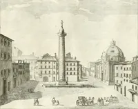 An illustration from Calcografia di Roma, ovvero, Le piante, vendute, piazze, chiese, palazzi, bassirilievi, statue ed altri monumenti antichi e moderni di questra superba citta' : incisi in rame e divisi in vari volumi (1779)