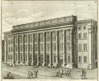 An illustration from Calcografia di Roma, ovvero, Le piante, vendute, piazze, chiese, palazzi, bassirilievi, statue ed altri monumenti antichi e moderni di questra superba citta' : incisi in rame e divisi in vari volumi (1779)