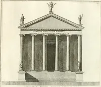 An illustration from Calcografia di Roma, ovvero, Le piante, vendute, piazze, chiese, palazzi, bassirilievi, statue ed altri monumenti antichi e moderni di questra superba citta' : incisi in rame e divisi in vari volumi (1779)