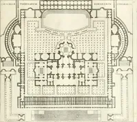 An illustration from Calcografia di Roma, ovvero, Le piante, vendute, piazze, chiese, palazzi, bassirilievi, statue ed altri monumenti antichi e moderni di questra superba citta' : incisi in rame e divisi in vari volumi (1779)
