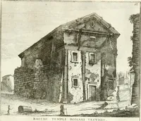 An illustration from Calcografia di Roma, ovvero, Le piante, vendute, piazze, chiese, palazzi, bassirilievi, statue ed altri monumenti antichi e moderni di questra superba citta' : incisi in rame e divisi in vari volumi (1779)