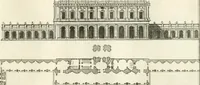 An illustration from Calcografia di Roma, ovvero, Le piante, vendute, piazze, chiese, palazzi, bassirilievi, statue ed altri monumenti antichi e moderni di questra superba citta' : incisi in rame e divisi in vari volumi (1779)