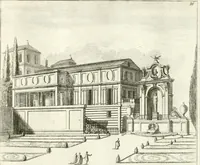 An illustration from Calcografia di Roma, ovvero, Le piante, vendute, piazze, chiese, palazzi, bassirilievi, statue ed altri monumenti antichi e moderni di questra superba citta' : incisi in rame e divisi in vari volumi (1779)
