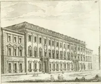 An illustration from Calcografia di Roma, ovvero, Le piante, vendute, piazze, chiese, palazzi, bassirilievi, statue ed altri monumenti antichi e moderni di questra superba citta' : incisi in rame e divisi in vari volumi (1779)