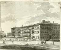 An illustration from Calcografia di Roma, ovvero, Le piante, vendute, piazze, chiese, palazzi, bassirilievi, statue ed altri monumenti antichi e moderni di questra superba citta' : incisi in rame e divisi in vari volumi (1779)