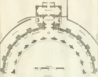 An illustration from Calcografia di Roma, ovvero, Le piante, vendute, piazze, chiese, palazzi, bassirilievi, statue ed altri monumenti antichi e moderni di questra superba citta' : incisi in rame e divisi in vari volumi (1779)