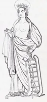 An illustration from The calendar of the Anglican Church illustrated : with brief accounts of the saints who have churches dedicated in their names, or whose images are most frequently met with in England : the early christian and medieval symbols : and an index of emblems (1851)