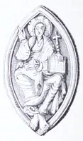 An illustration from The calendar of the Anglican Church illustrated : with brief accounts of the saints who have churches dedicated in their names, or whose images are most frequently met with in England : the early christian and medieval symbols : and an index of emblems (1851)