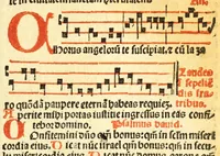 An illustration from Cantus monastici formula noviter impressa : ac in melius redacta : cui que deerant adjuncta : que vero superflua videbantur adempta sunt: cum tono lame[n]tationis hieremie prophete & aliquibus aliis cantibus mensuratis ipsi tempori co[n]gruis (1535)