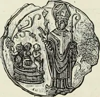 An illustration from Caractâeristiques des saints dans l'art populaire (1867)