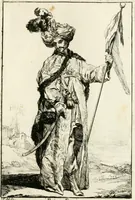 Picture 5 of 32 from Caravanne du sultan ala Mecque; mascarade turque donnée a Rome par Messieurs les pensionnaires de l'Academie de France et leurs amis au Carnaval de l'année 1748. Dediée à messire Iean Francois de Troy, ecuïer, conseiller sécrétaire du Roi, chevalier de l'Ordre de S. Michel, directeur de l'Academie roïale de France a Rome, ancien Recteur de celle de Paris, et ancien Prince de l'Academie de S. Luc de Rome &c ... (1749), leaf 14