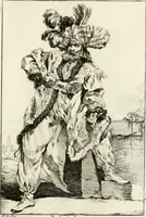 An illustration from Caravanne du sultan ala Mecque; mascarade turque donnée a Rome par Messieurs les pensionnaires de l'Academie de France et leurs amis au Carnaval de l'année 1748. Dediée à messire Iean Francois de Troy, ecuïer, conseiller sécrétaire du Roi, chevalier de l'Ordre de S. Michel, directeur de l'Academie roïale de France a Rome, ancien Recteur de celle de Paris, et ancien Prince de l'Academie de S. Luc de Rome &c ... (1749)