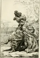 An illustration from Caravanne du sultan ala Mecque; mascarade turque donnée a Rome par Messieurs les pensionnaires de l'Academie de France et leurs amis au Carnaval de l'année 1748. Dediée à messire Iean Francois de Troy, ecuïer, conseiller sécrétaire du Roi, chevalier de l'Ordre de S. Michel, directeur de l'Academie roïale de France a Rome, ancien Recteur de celle de Paris, et ancien Prince de l'Academie de S. Luc de Rome &c ... (1749)