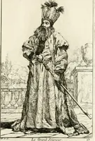 An illustration from Caravanne du sultan ala Mecque; mascarade turque donnée a Rome par Messieurs les pensionnaires de l'Academie de France et leurs amis au Carnaval de l'année 1748. Dediée à messire Iean Francois de Troy, ecuïer, conseiller sécrétaire du Roi, chevalier de l'Ordre de S. Michel, directeur de l'Academie roïale de France a Rome, ancien Recteur de celle de Paris, et ancien Prince de l'Academie de S. Luc de Rome &c ... (1749)