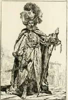 An illustration from Caravanne du sultan ala Mecque; mascarade turque donnée a Rome par Messieurs les pensionnaires de l'Academie de France et leurs amis au Carnaval de l'année 1748. Dediée à messire Iean Francois de Troy, ecuïer, conseiller sécrétaire du Roi, chevalier de l'Ordre de S. Michel, directeur de l'Academie roïale de France a Rome, ancien Recteur de celle de Paris, et ancien Prince de l'Academie de S. Luc de Rome &c ... (1749)