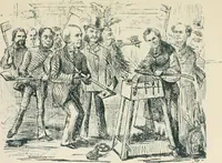 An illustration from A caricature history of Canadian politics : events from the union of 1841, as illustrated by cartoons from "Grip", and various other sources (1886)