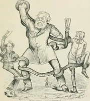 An illustration from A caricature history of Canadian politics : events from the union of 1841, as illustrated by cartoons from "Grip", and various other sources (1886)