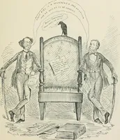 An illustration from A caricature history of Canadian politics : events from the union of 1841, as illustrated by cartoons from "Grip", and various other sources (1886)