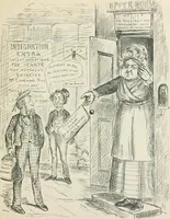An illustration from A caricature history of Canadian politics : events from the union of 1841, as illustrated by cartoons from "Grip", and various other sources (1886)
