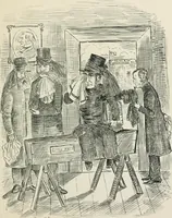 An illustration from A caricature history of Canadian politics : events from the union of 1841, as illustrated by cartoons from "Grip", and various other sources (1886)
