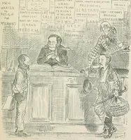 An illustration from A caricature history of Canadian politics : events from the union of 1841, as illustrated by cartoons from "Grip", and various other sources (1886)