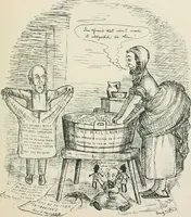 An illustration from A caricature history of Canadian politics : events from the union of 1841, as illustrated by cartoons from "Grip", and various other sources (1886)
