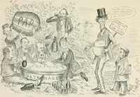 An illustration from A caricature history of Canadian politics : events from the union of 1841, as illustrated by cartoons from "Grip", and various other sources (1886)