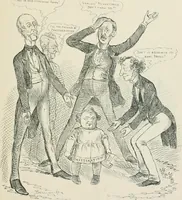 An illustration from A caricature history of Canadian politics : events from the union of 1841, as illustrated by cartoons from "Grip", and various other sources (1886)
