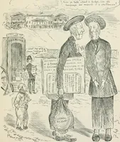 An illustration from A caricature history of Canadian politics : events from the union of 1841, as illustrated by cartoons from "Grip", and various other sources (1886)