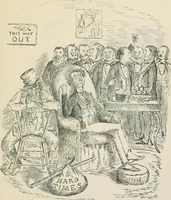 An illustration from A caricature history of Canadian politics : events from the union of 1841, as illustrated by cartoons from "Grip", and various other sources (1886)