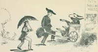 An illustration from A caricature history of Canadian politics : events from the union of 1841, as illustrated by cartoons from "Grip", and various other sources (1886)