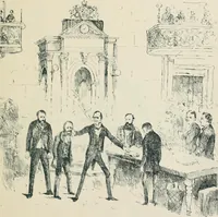 An illustration from A caricature history of Canadian politics : events from the union of 1841, as illustrated by cartoons from "Grip", and various other sources (1886)