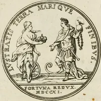 An illustration from Caroli Gustavi Heraei sacrae caes., majest., consiliarii, & rei antiquae, nec non feriundis numismatibus praefecti, Inscriptiones et symbola varii argumenti (1734)