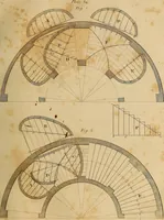An illustration from The carpenter's new guide: being a complete book of lines for carpentry and joinery. Treating fully on practical geometry, soffits, brick and plaster groins ... with a great variety of designs for roofs, trussed girders ... with many other things entirely new: the whole founded on true geometrical principles; the theory and practice well explained and fully exemplified on eighty-four copper-plates; including some observations and calculations on the strength of timber (1830)