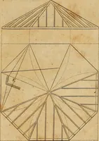 An illustration from The carpenter's new guide: being a complete book of lines for carpentry and joinery. Treating fully on practical geometry, soffits, brick and plaster groins ... with a great variety of designs for roofs, trussed girders ... with many other things entirely new: the whole founded on true geometrical principles; the theory and practice well explained and fully exemplified on eighty-four copper-plates; including some observations and calculations on the strength of timber (1830)