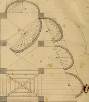 An illustration from The carpenter's new guide: being a complete book of lines for carpentry and joinery. Treating fully on practical geometry, soffits, brick and plaster groins ... with a great variety of designs for roofs, trussed girders ... with many other things entirely new: the whole founded on true geometrical principles; the theory and practice well explained and fully exemplified on eighty-four copper-plates; including some observations and calculations on the strength of timber (1830)