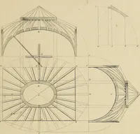An illustration from The carpenter's new guide; a complete book of lines for carpentry and joinery, treating fully on practical geometry, soffits, groins, niches, roofs, and domes, and containing a great variety of original designs. Also a full exemplification of the theory and practice of stair building, cornices, mouldings, and dressings of every description. Including also some observations and calculations on the strength of timber (1854)