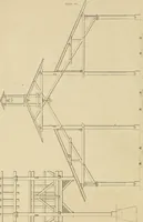 An illustration from The carpenter's new guide; a complete book of lines for carpentry and joinery, treating fully on practical geometry, soffits, groins, niches, roofs, and domes, and containing a great variety of original designs. Also a full exemplification of the theory and practice of stair building, cornices, mouldings, and dressings of every description. Including also some observations and calculations on the strength of timber (1854)