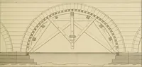 An illustration from The carpenter's new guide; a complete book of lines for carpentry and joinery, treating fully on practical geometry, soffits, groins, niches, roofs, and domes, and containing a great variety of original designs. Also a full exemplification of the theory and practice of stair building, cornices, mouldings, and dressings of every description. Including also some observations and calculations on the strength of timber (1854)