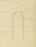 An illustration from The carpenter's new guide; a complete book of lines for carpentry and joinery, treating fully on practical geometry, soffits, groins, niches, roofs, and domes, and containing a great variety of original designs. Also a full exemplification of the theory and practice of stair building, cornices, mouldings, and dressings of every description. Including also some observations and calculations on the strength of timber (1854)