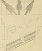 An illustration from The carpenter's new guide; a complete book of lines for carpentry and joinery, treating fully on practical geometry, soffits, groins, niches, roofs, and domes, and containing a great variety of original designs. Also a full exemplification of the theory and practice of stair building, cornices, mouldings, and dressings of every description. Including also some observations and calculations on the strength of timber (1854)