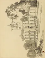 An illustration from The carpenter's new guide; a complete book of lines for carpentry and joinery, treating fully on practical geometry, soffits, groins, niches, roofs, and domes, and containing a great variety of original designs. Also a full exemplification of the theory and practice of stair building, cornices, mouldings, and dressings of every description. Including also some observations and calculations on the strength of timber (1854)