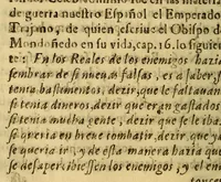 An illustration from Carta al Excmo. señor don Baltasar de la Cueva, ; conde del Castellar, marques de Malagon, virrey, gouernador, y capitan general de los Reynos del Peru, Tierrafirme, y Chile. Por el doctor don Diego Andres Rocha, alcalde del Crimen de la Real Audiencia de los Reyes. En que se tratan algunos discursos tocantes a la milicia christiana. (1675)