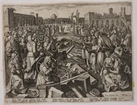 An illustration from Encomium musices quod ex Sacris Litteris concinnabat Philip. Gallaeus. Iconibus exprimebat pictor celeberrimus Io. Stradanas. Versibus illustrabat doctissimus Io. Bochius, urbi Antverp. à secretis (1600)