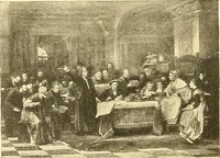 An illustration from Catalog of large carbon photographs, photogravures, engravings, etchings and copper-plate paintings in the educational art exhibitions of A.W. Elson & Company with a list of other pictures recommended for school, library, and home decoration (1910)